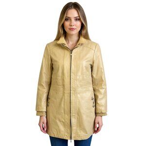 Industry Beige Real Leather Zip Jacket – Women’s Large Lightweight Outerwear